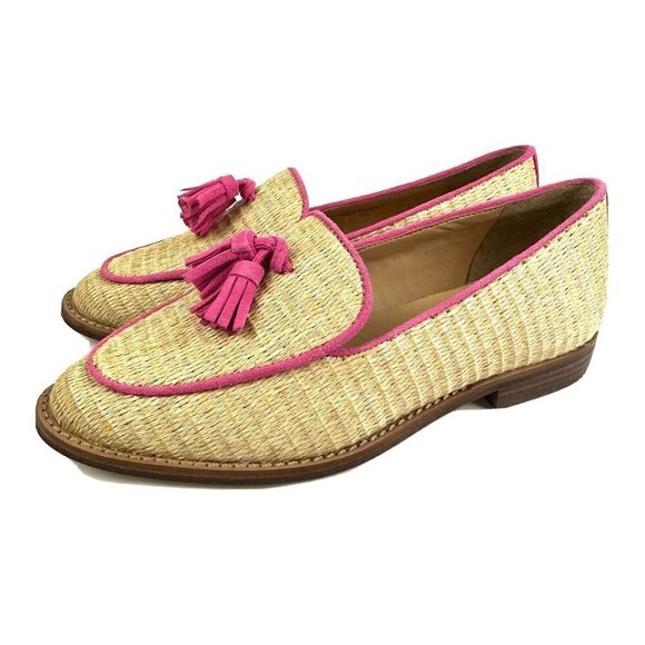 Talbots Leighton Loafer 5 Woven Tasseled Pink Tan Slip On Shoes Womens New - Picture 2 of 10